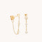Earrings - Heart Topaz Chain Studs in Solid Gold - Stud Earrings - Astrid &amp; Miyu