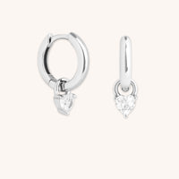 Earrings - Heart Crystal Charm Huggies in Silver - Huggies - Astrid &amp; Miyu