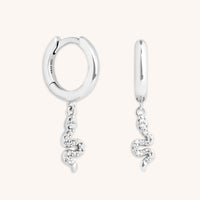 Earrings - Snake Crystal Charm Huggies in Silver - Huggies - Astrid &amp; Miyu