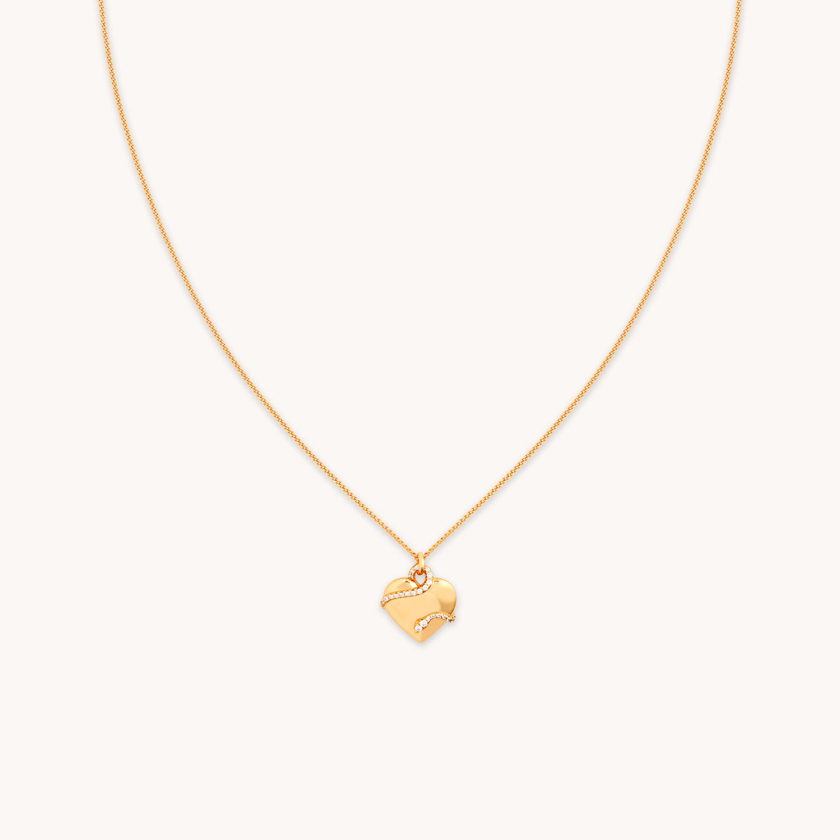 18k Gold Plated Jewellery - Heart & Snake Pendant Necklace in Gold - Pendant Necklace - Astrid &amp; Miyu