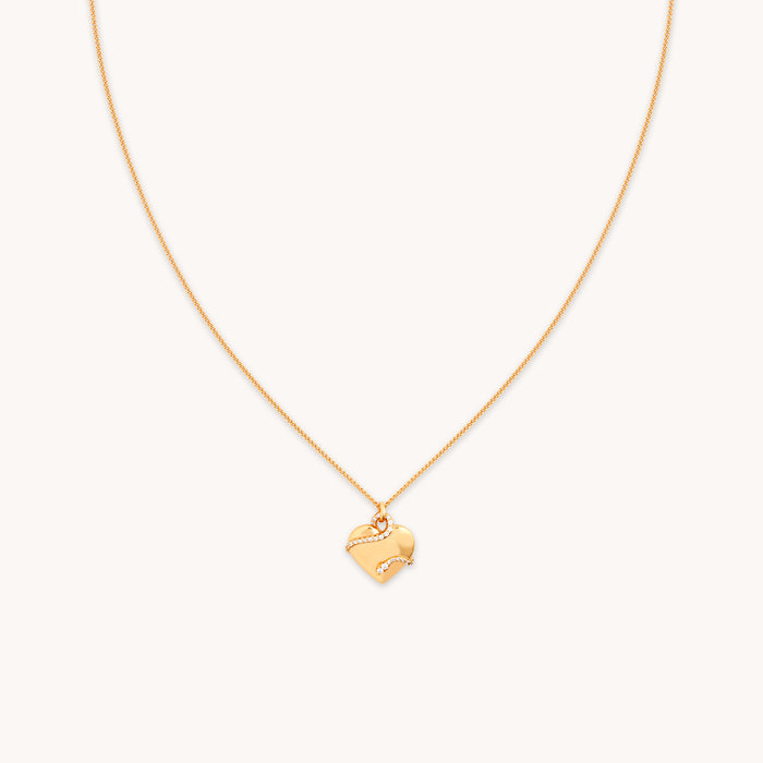 18k Gold Plated Jewellery - Heart & Snake Pendant Necklace in Gold - Pendant Necklace - Astrid &amp; Miyu