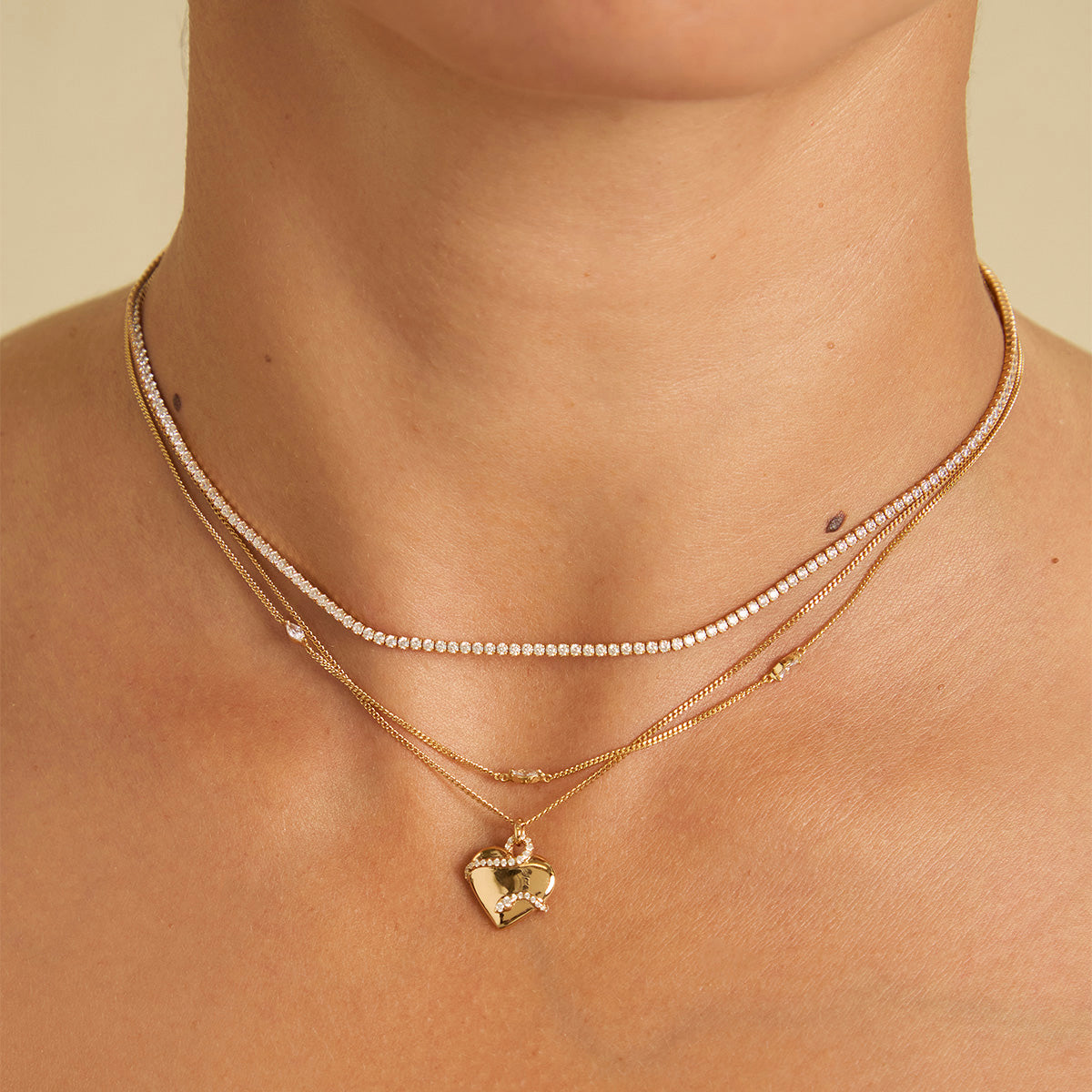 18k Gold Plated Jewellery - Heart & Snake Pendant Necklace in Gold - Pendant Necklace - Astrid &amp; Miyu