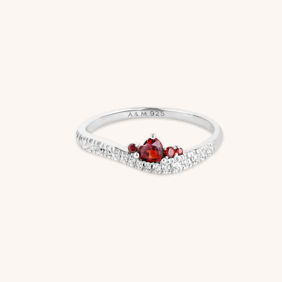 Eternity Collection - Garnet Serpent Wave Ring in Silver - Band Rings - Astrid &amp; Miyu