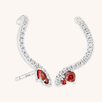 Climber Earrings - Garnet Serpent Climber Studs in Silver - Stud Earrings - Astrid &amp; Miyu