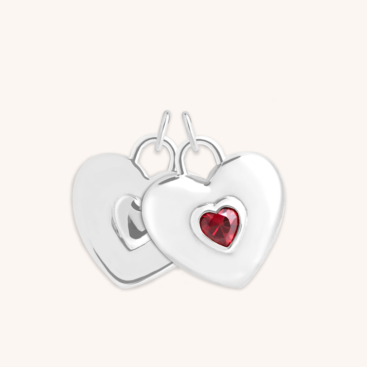 Heart Jewellery - Duo Heart Talisman Charm in Silver - Talisman Charm - Astrid &amp; Miyu