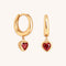18k Gold Plated Jewellery - Red Heart Charm Huggies in Gold - Huggies - Astrid &amp; Miyu