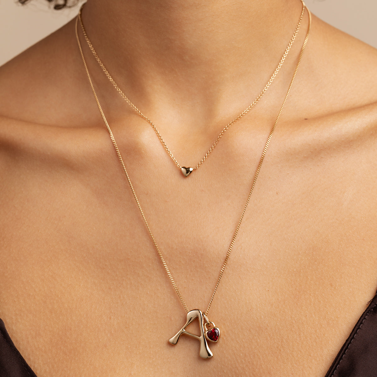 18k Gold Plated Jewellery - Love Heart Charm Necklace in Gold - Charm Necklaces - Astrid &amp; Miyu