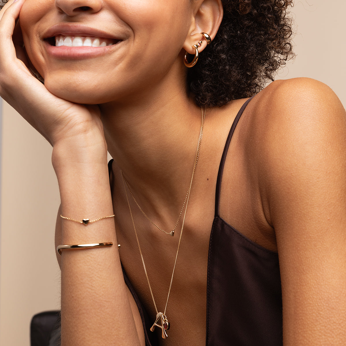 18k Gold Plated Jewellery - Love Heart Charm Necklace in Gold - Charm Necklaces - Astrid &amp; Miyu