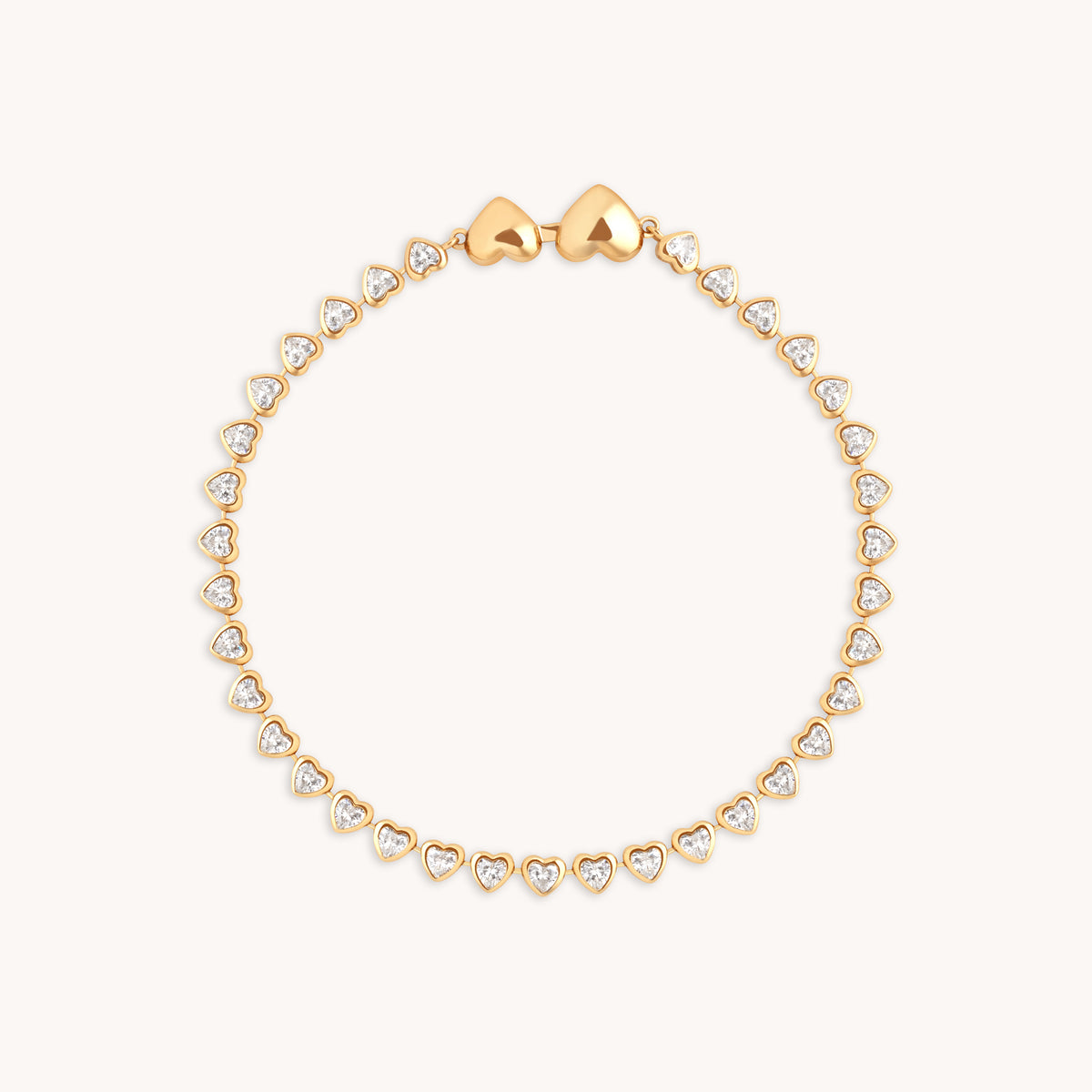 18k Gold Plated Jewellery - Heart Bezel Tennis Bracelet in Gold - Chain Bracelet - Astrid &amp; Miyu