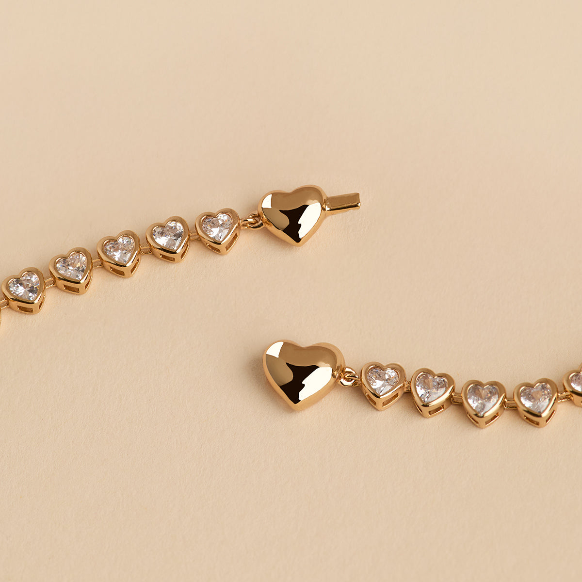 Heart Bezel Tennis Bracelet in Gold-Astrid &amp; Miyu