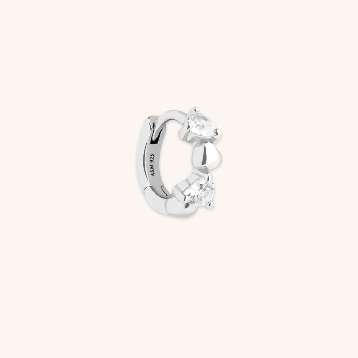 Destiny Collection - Heart Crystal Hoop in Silver - Hoop Earrings - Astrid &amp; Miyu