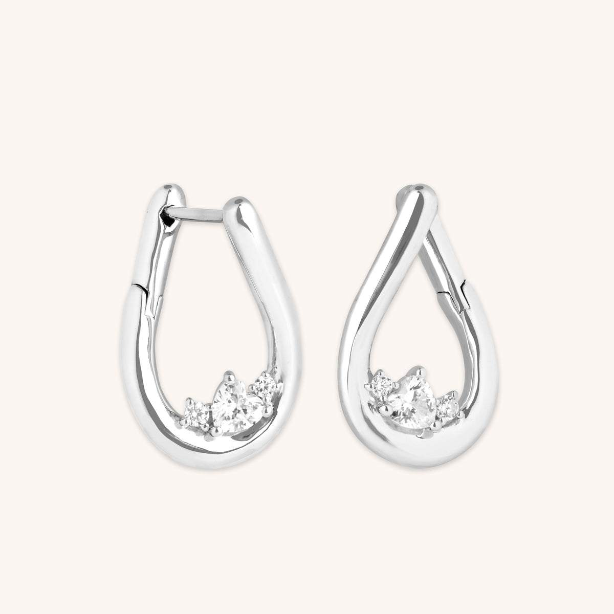 Destiny Collection - Hidden Heart Molten Hoops in Silver - Hoop Earrings - Astrid &amp; Miyu