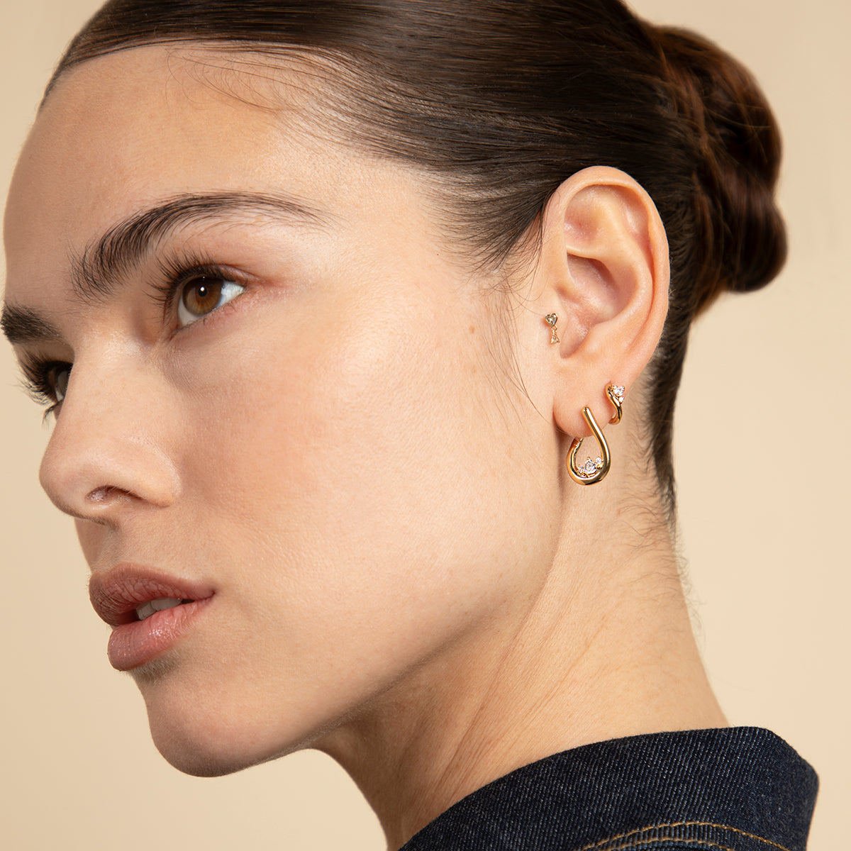 18k Gold Plated Jewellery - Hidden Heart Molten Huggies in Gold - Huggies - Astrid &amp; Miyu