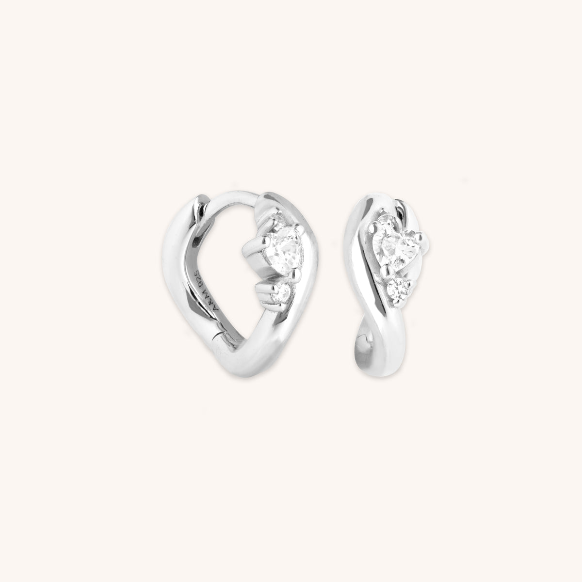 Hidden Heart Molten Huggies in Silver-Astrid &amp; Miyu