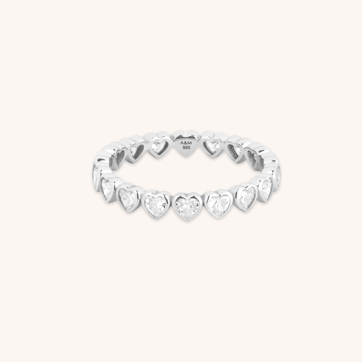 Destiny Collection - Heart Bezel Band Ring in Silver - Band Rings - Astrid &amp; Miyu