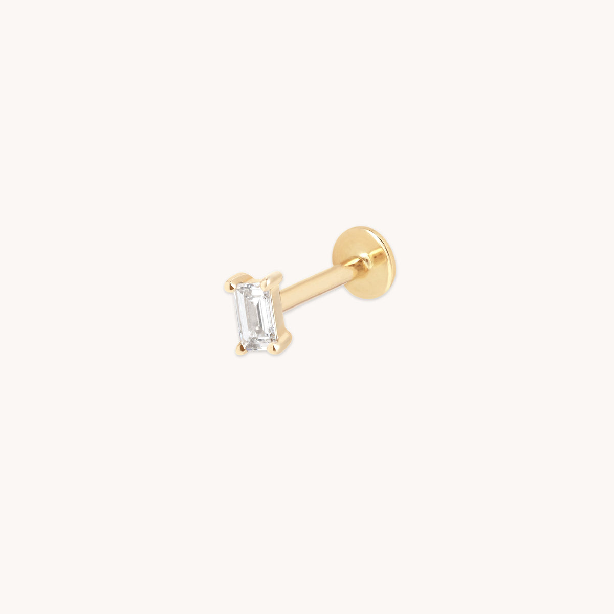 Diamond Baguette Piercing Stud in Solid Gold-Astrid &amp; Miyu