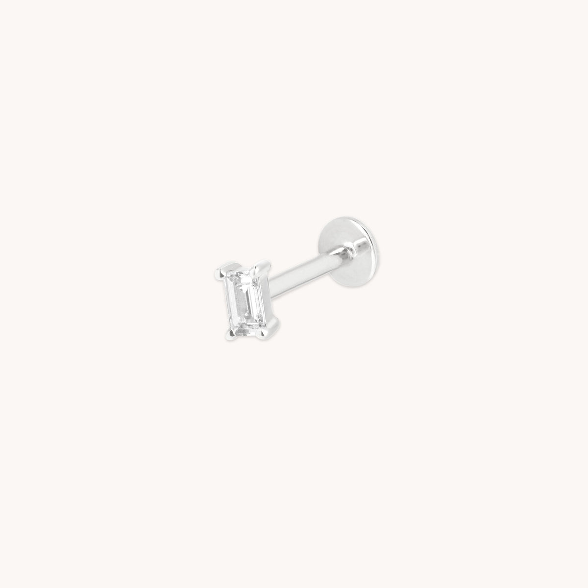 Diamond Baguette Piercing Stud in Solid White Gold-Astrid &amp; Miyu