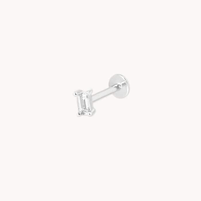 Diamond Baguette Piercing Stud in Solid White Gold-Astrid &amp; Miyu