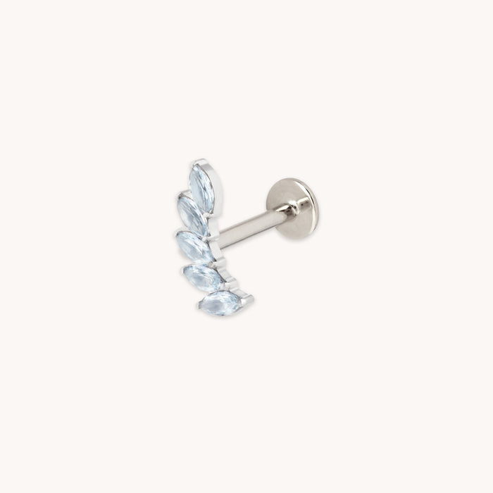 Blue Crystal Fan Titanium Piercing Stud in Platinum-Astrid &amp; Miyu