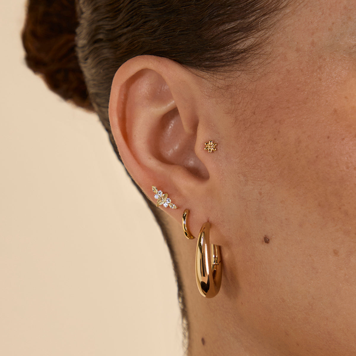 Flower Titanium Piercing Stud in Gold-Astrid &amp; Miyu