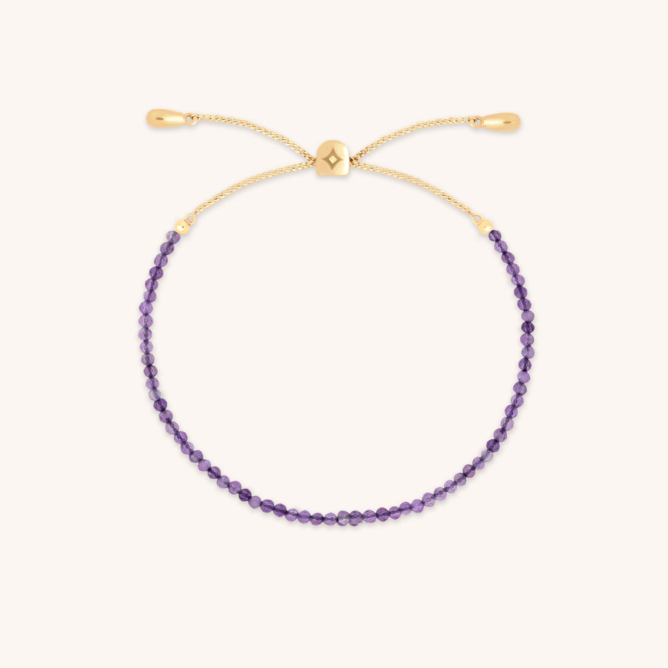 Amethyst February Beaded Bracelet in Solid Gold-Astrid &amp; Miyu