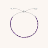 Amethyst February Beaded Bracelet in Solid White Gold-Astrid &amp; Miyu