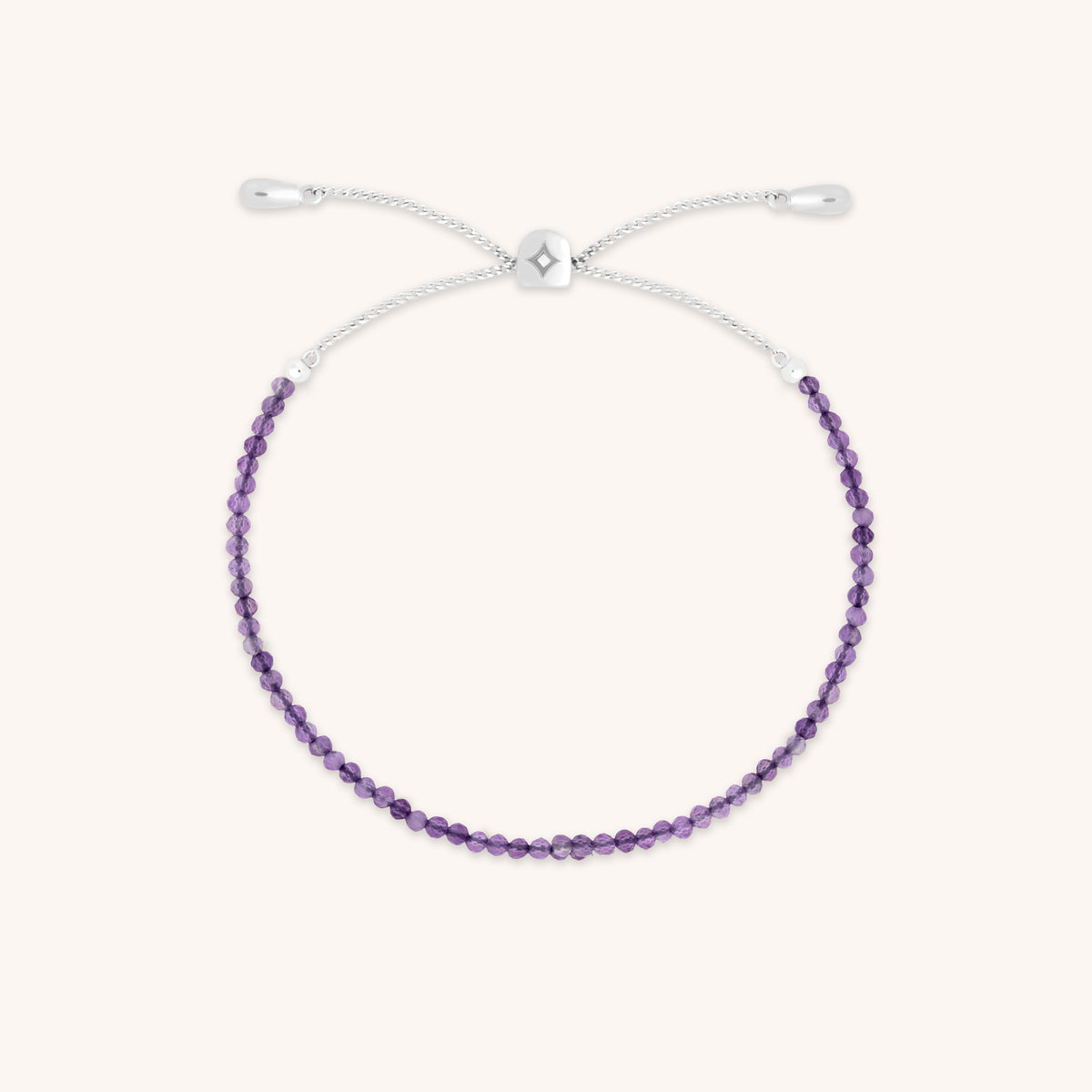 Amethyst February Beaded Bracelet in Solid White Gold-Astrid &amp; Miyu