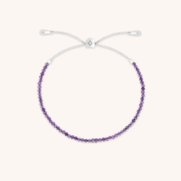 Amethyst February Beaded Bracelet in Solid White Gold-Astrid &amp; Miyu