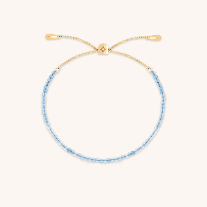 Aquamarine March Beaded Bracelet in Solid Gold-Astrid &amp; Miyu