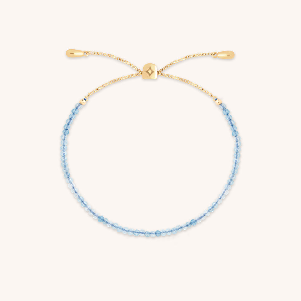 Aquamarine March Beaded Bracelet in Solid Gold-Astrid &amp; Miyu
