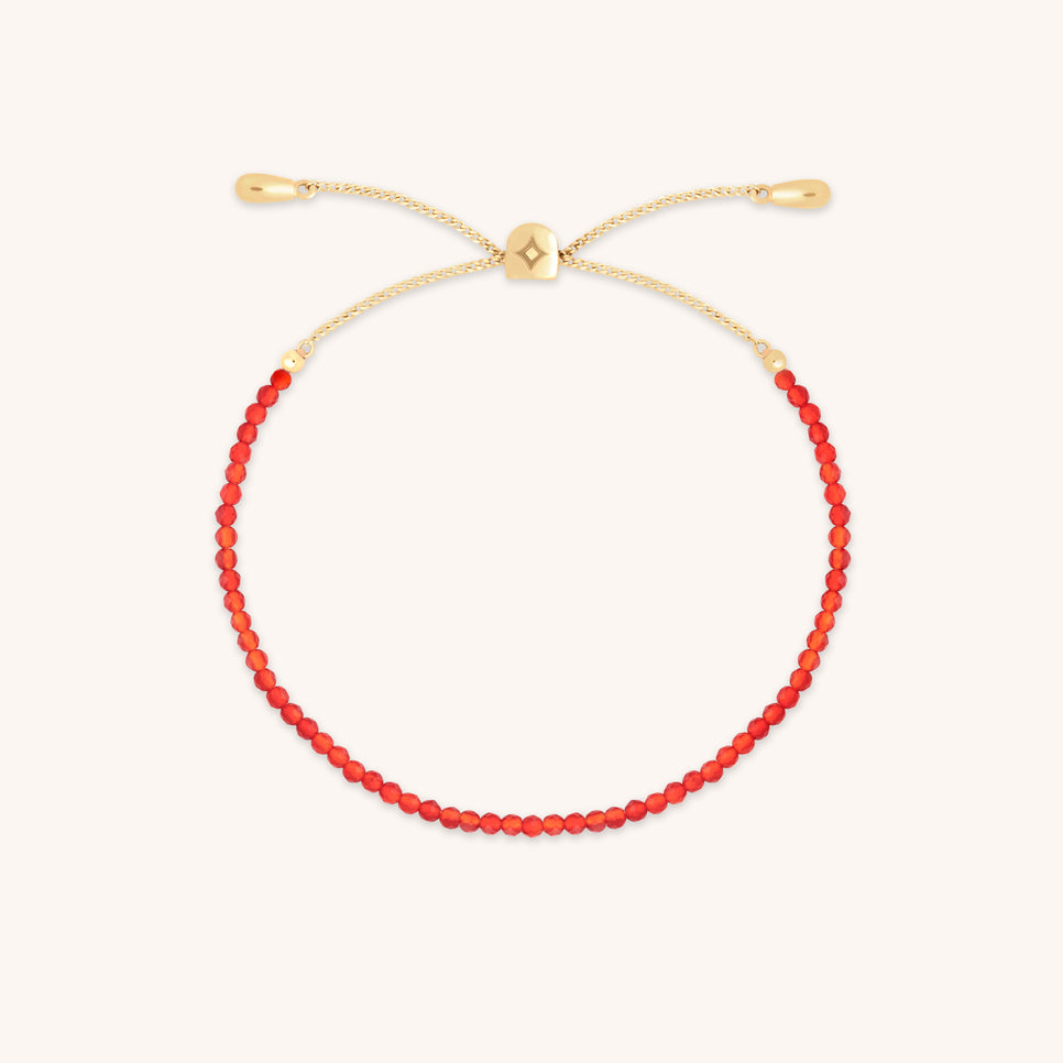 Carnelian July Beaded Bracelet in Solid Gold-Astrid &amp; Miyu