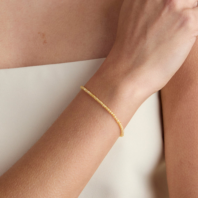 Citrine November Beaded Bracelet in Solid Gold-Astrid &amp; Miyu