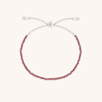 Garnet January Beaded Bracelet in Solid White Gold-Astrid &amp; Miyu