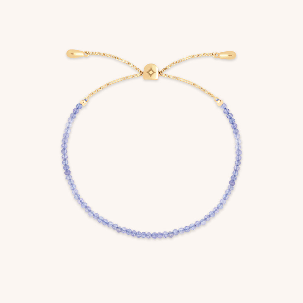 Tanzanite December Beaded Bracelet in Solid Gold-Astrid &amp; Miyu