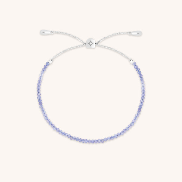 Tanzanite December Beaded Bracelet in Solid White Gold-Astrid &amp; Miyu