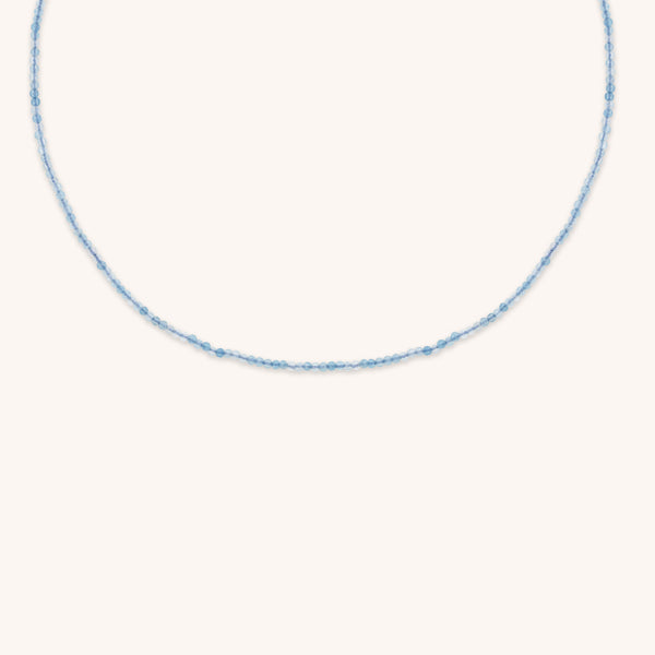 Aquamarine March Beaded Necklace in Solid Gold-Astrid &amp; Miyu