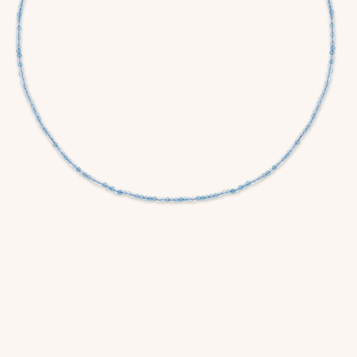 Aquamarine March Beaded Necklace in Solid Gold-Astrid &amp; Miyu