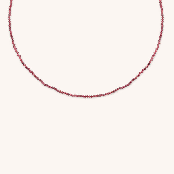 Garnet January Beaded Necklace in Solid Gold-Astrid &amp; Miyu