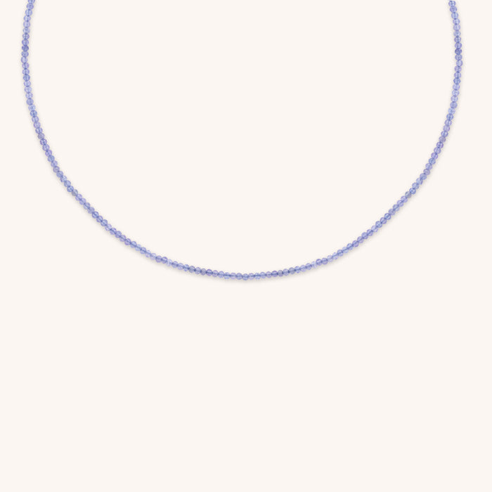 Tanzanite December Beaded Necklace in Solid Gold-Astrid &amp; Miyu