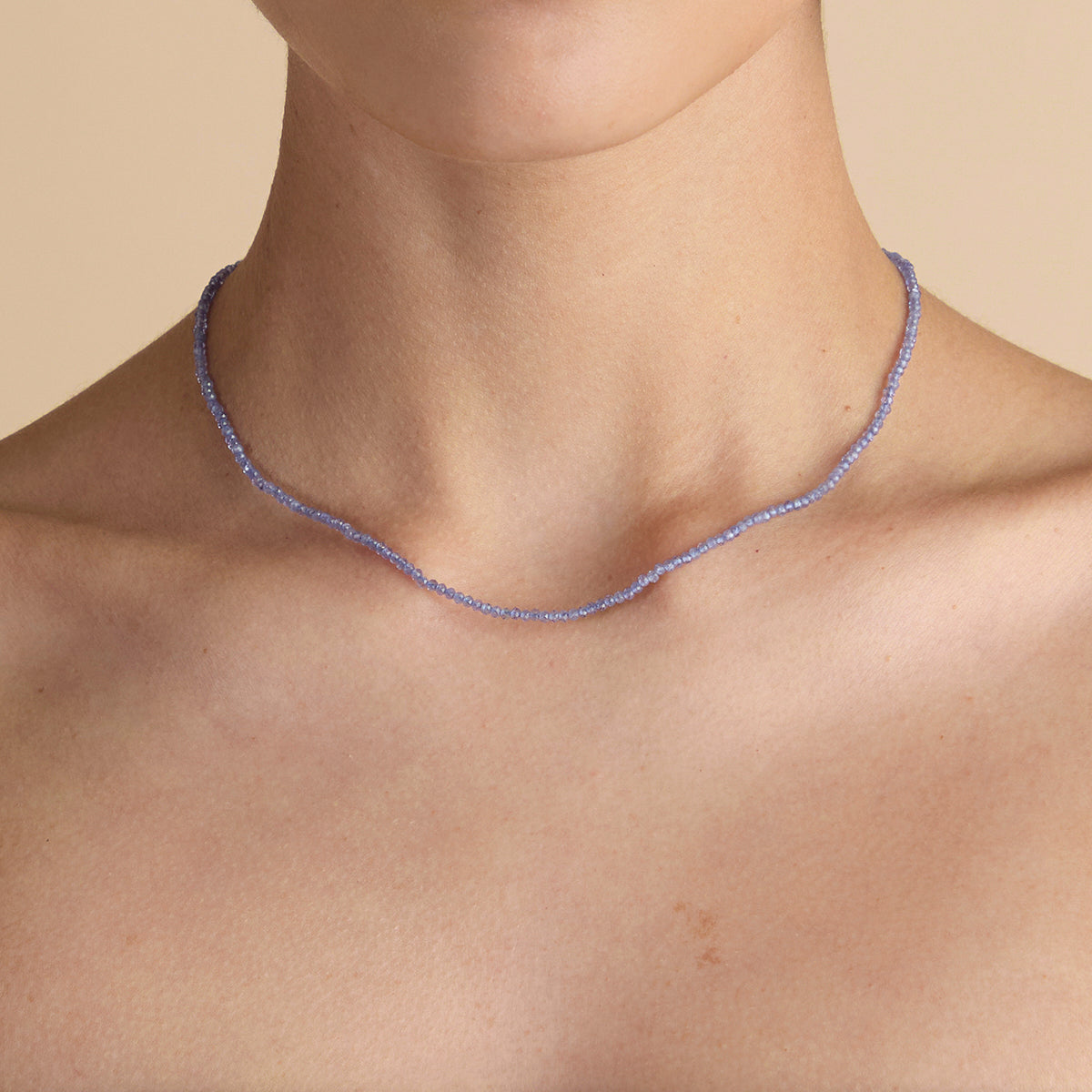 Tanzanite December Beaded Necklace in Solid Gold-Astrid &amp; Miyu