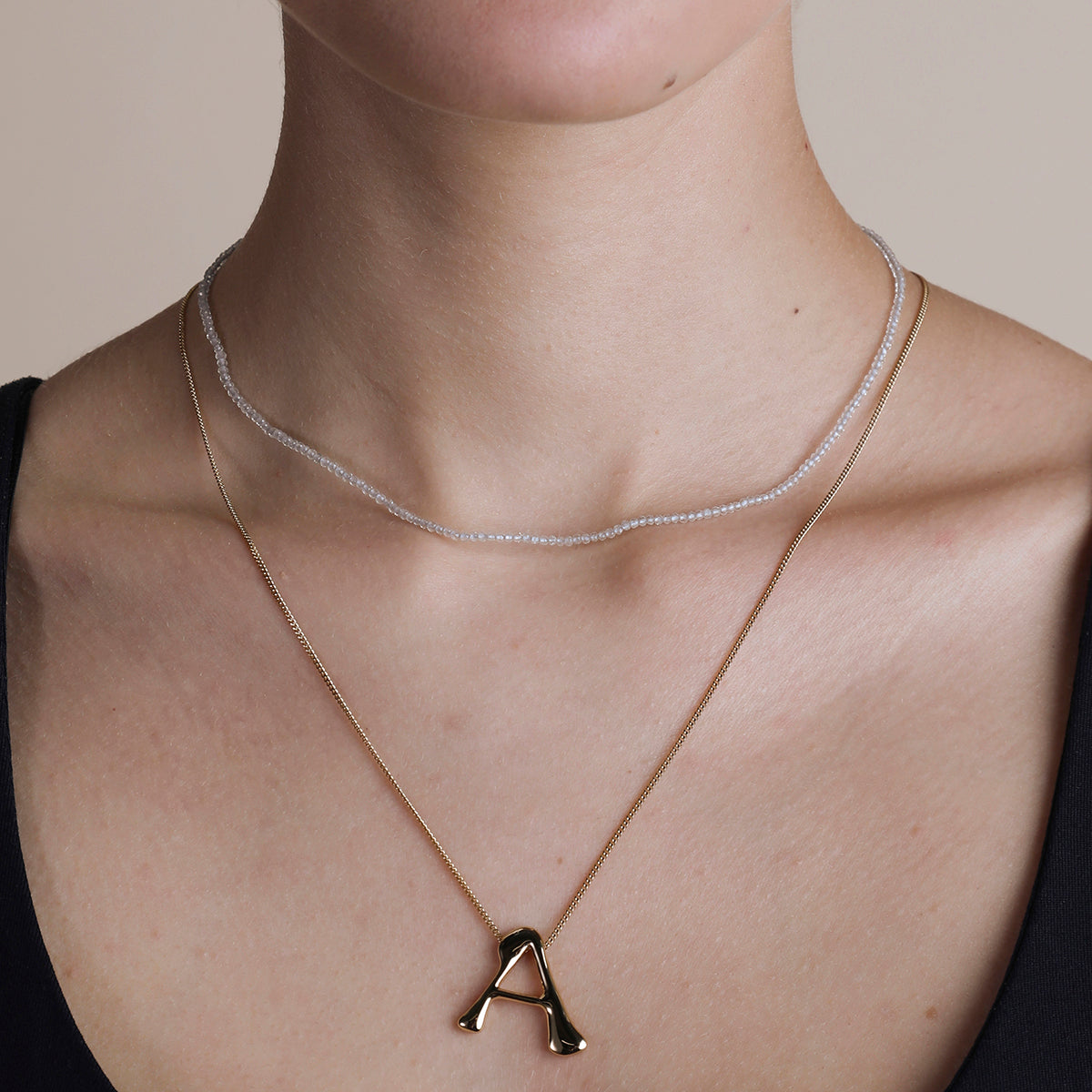 Topaz April Beaded Necklace in Solid Gold-Astrid &amp; Miyu
