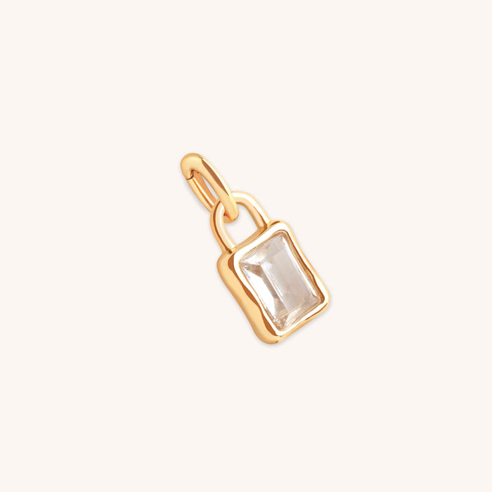 White Topaz April Clip Charm in Gold-Astrid &amp; Miyu
