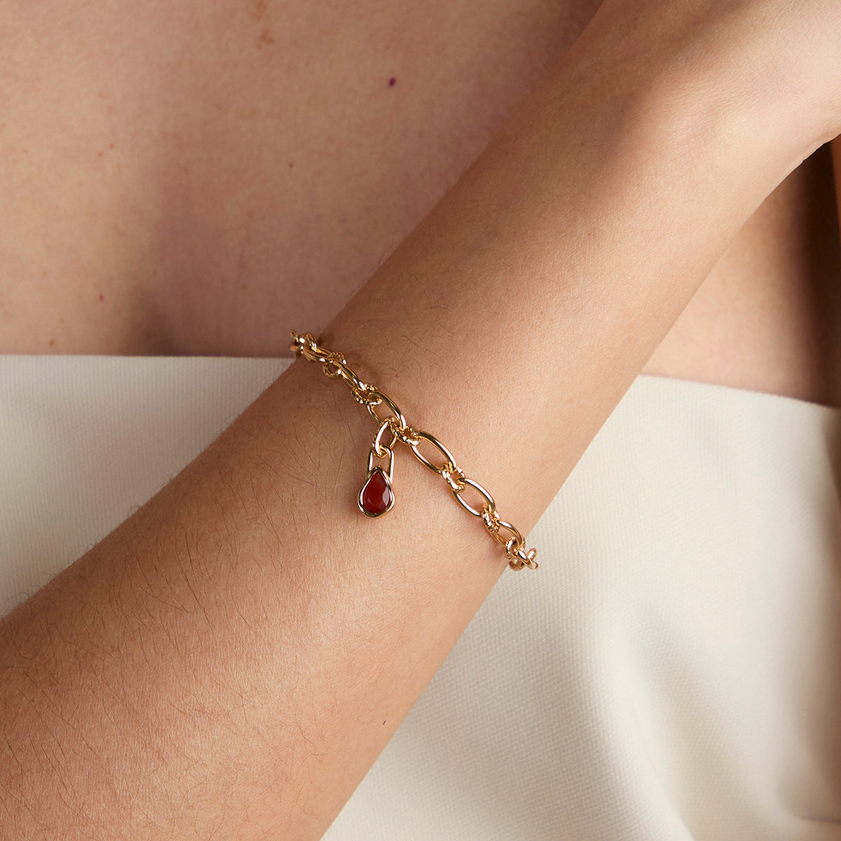Red Chalcedony July Clip Charm in Gold-Astrid &amp; Miyu