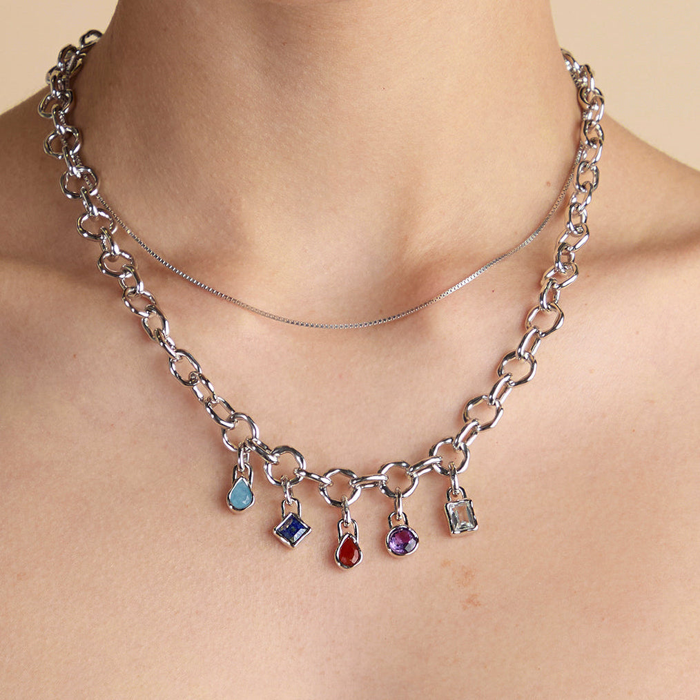 Red Chalcedony July Clip Charm in Silver-Astrid &amp; Miyu