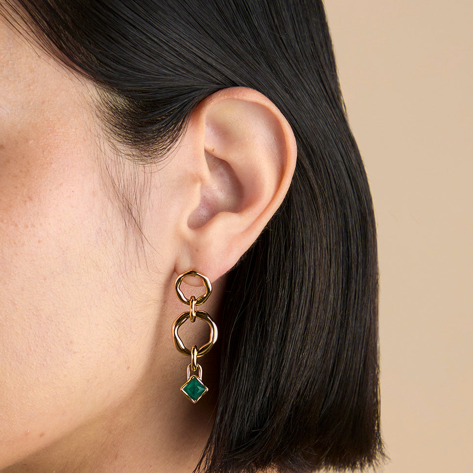 Green Agate May Clip Charm in Gold-Astrid &amp; Miyu