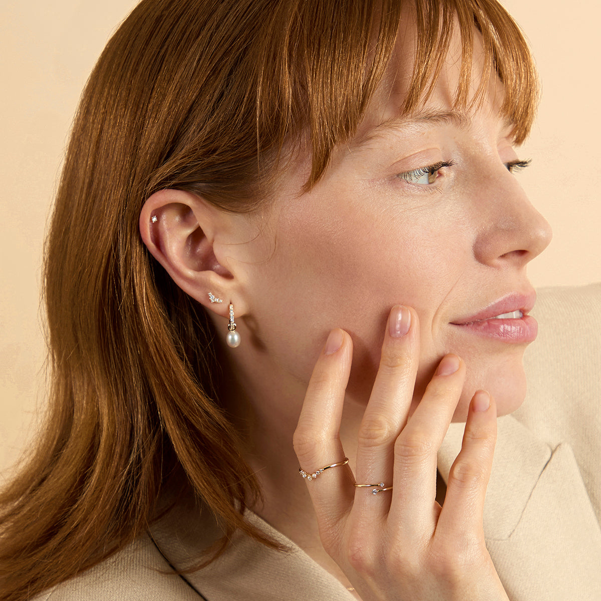Lab Diamond & Pearl Cluster Studs-Astrid &amp; Miyu