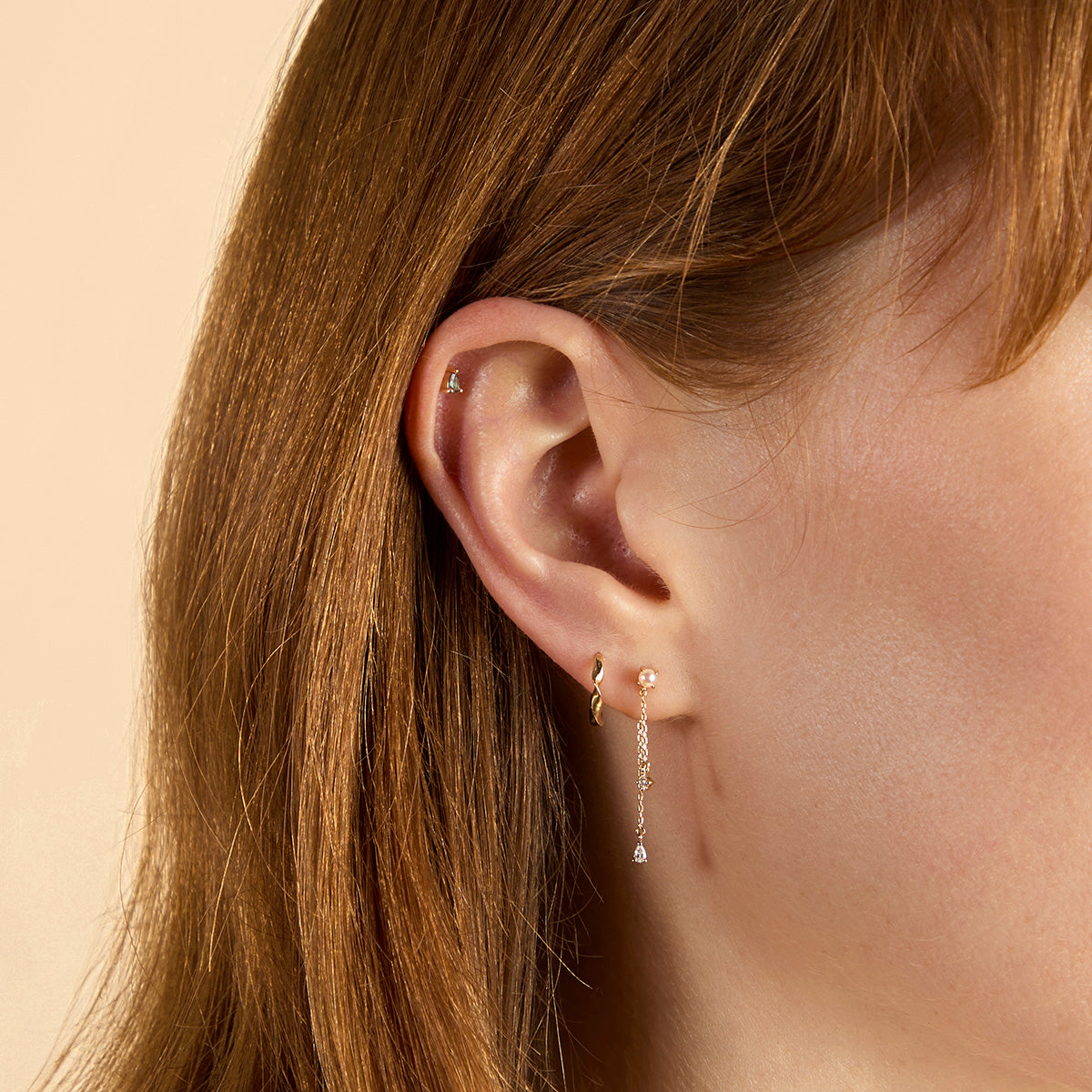 Lab Diamond & Pearl F&B Drop Studs-Astrid &amp; Miyu