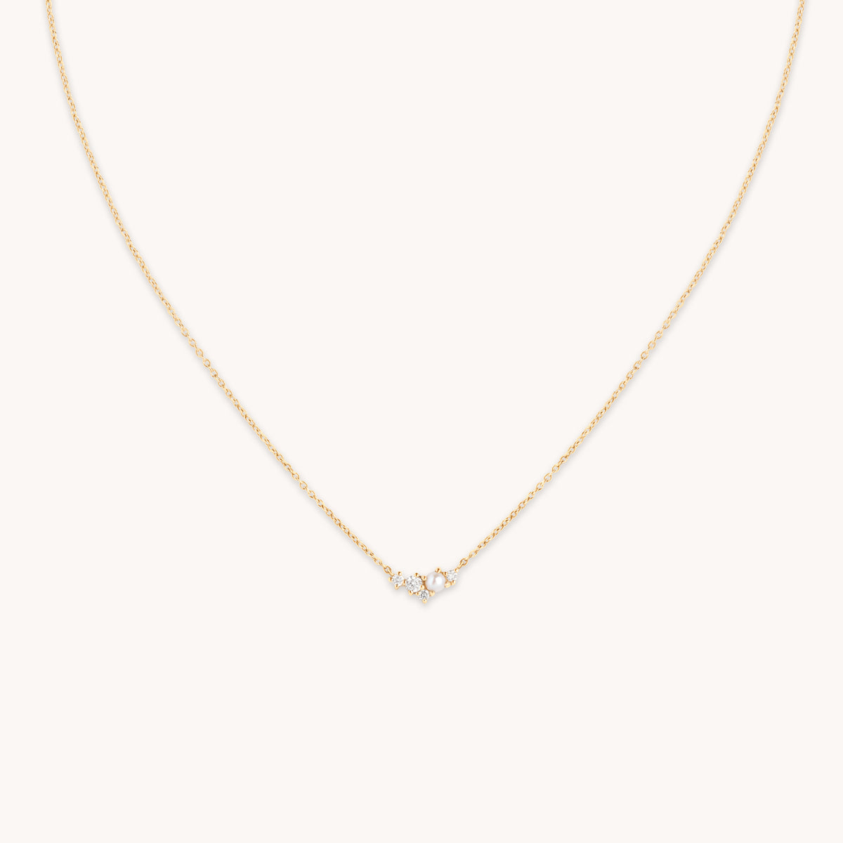 Lab Diamond & Pearl Cluster Necklace-Astrid &amp; Miyu