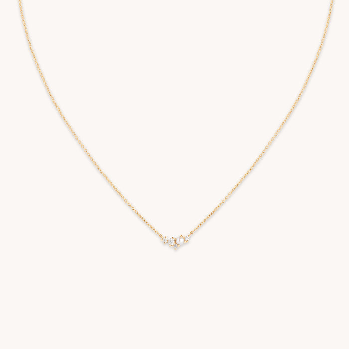 Lab Diamond & Pearl Cluster Necklace-Astrid &amp; Miyu