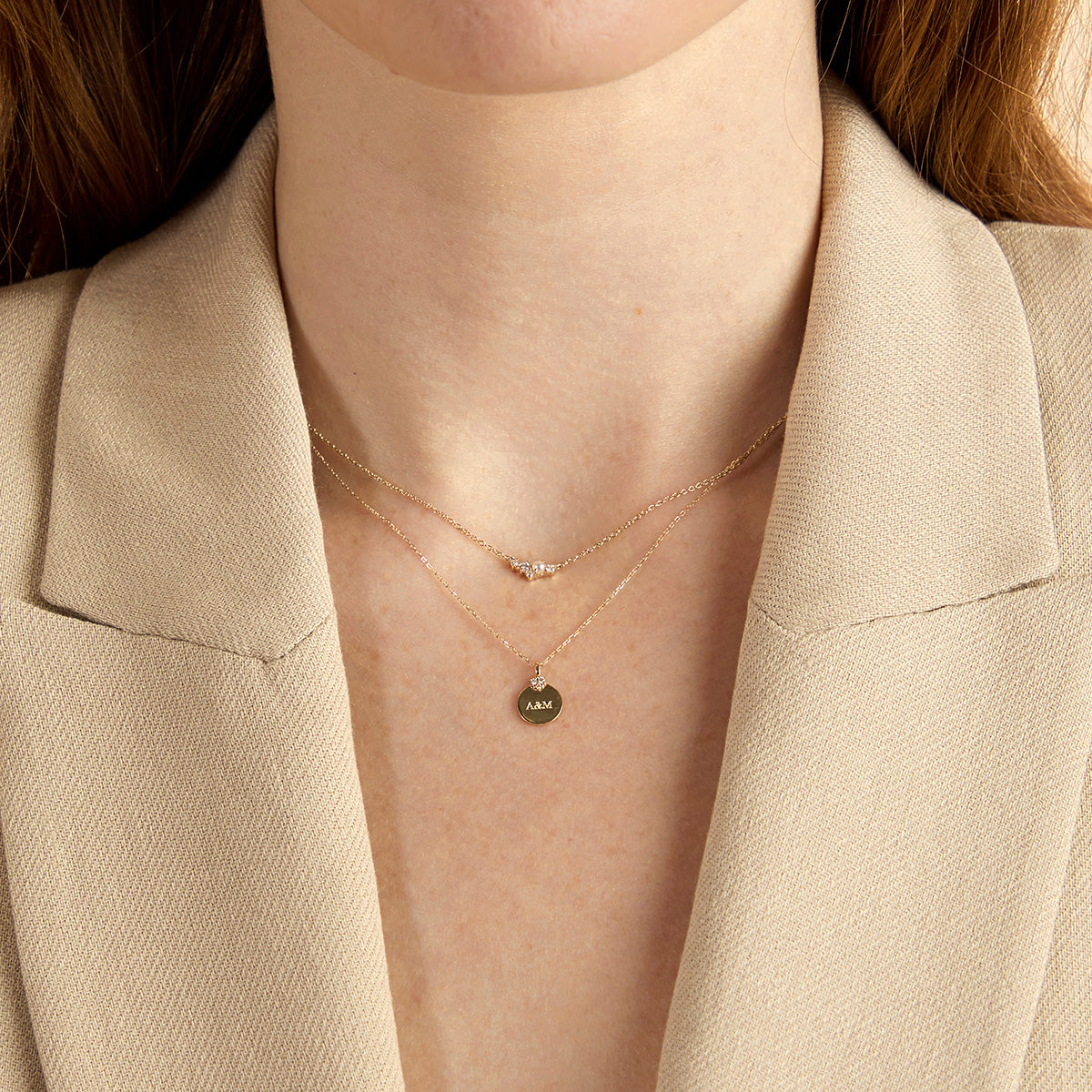 Lab Diamond & Pearl Cluster Necklace-Astrid &amp; Miyu